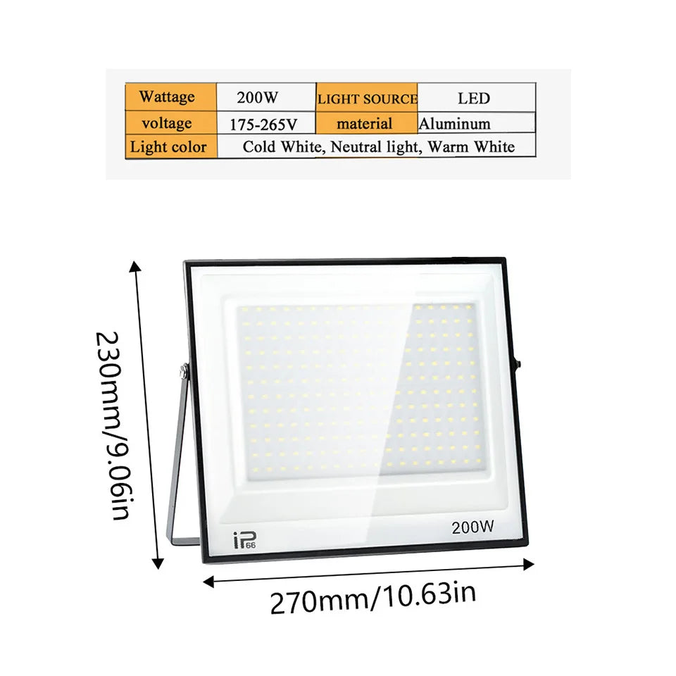 projecteur led ip66 étanche 20w 30w 50w 100w extérieur blanc noir moderne