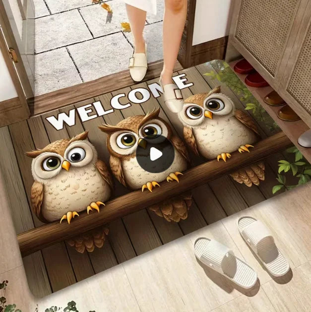 tapis sol moderne imprimé animaux chats hiboux multicolore résistant antibactéries antidérapant 30x50cm 40x60cm