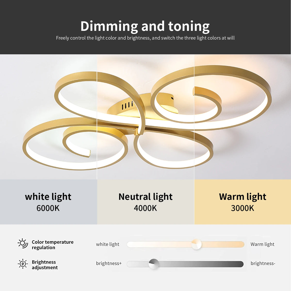 plafonnier led or contemporain circulaire ondulé opacité éclairage quotidien 15 ampoules led 10 15m²