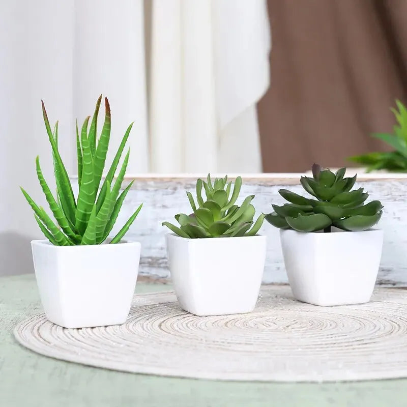 plantes artificielles bonsaï décor maison moderne pièces vert blanc bois minimaliste