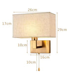 lampes murales modernes élégantes beige clair doré abat jour texturé fixées mur pull chain