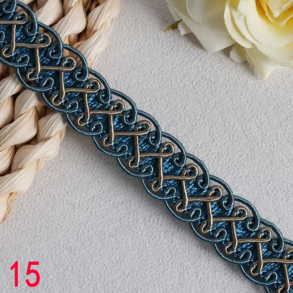 ruban decoratif dentelle 12 metres largeur 1,7cm rouge bleu marine marron rose clair blanc