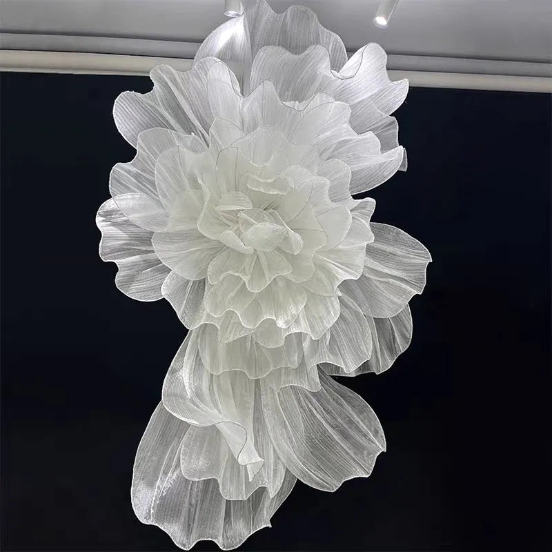 décoration murale florale soie blanche moderne suspension 100cm 120cm 150cm 180cm 200cm irisée