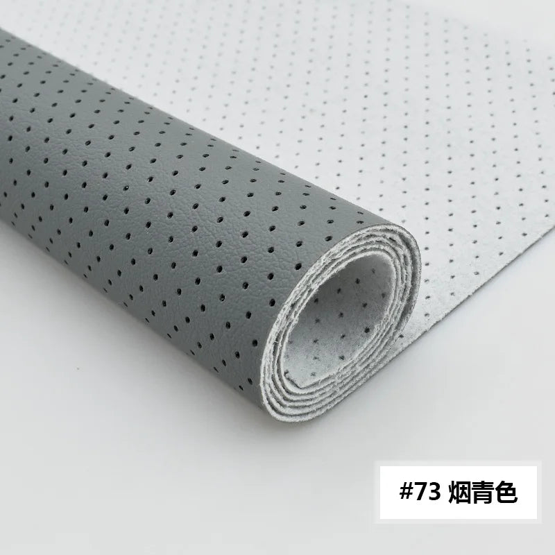 tissu faux cuir perforé ameublement canapé décoration couture robuste couleur gris clair