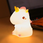 veilleuse animale licorne led change couleur tactile rechargeable table enfant