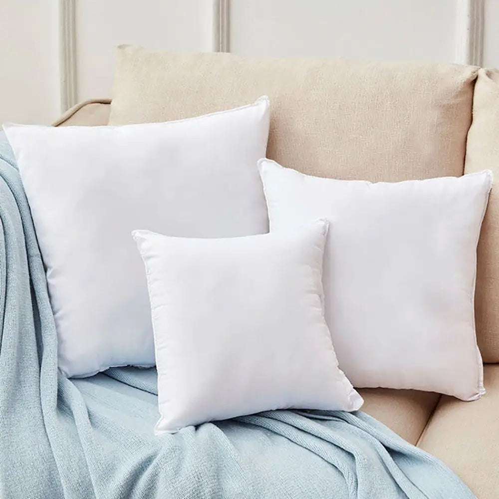 oreiller décoratif rectangulaire coton polyester 30x30cm 35x55cm 40x40cm blanc moderne lisse opaque fixations