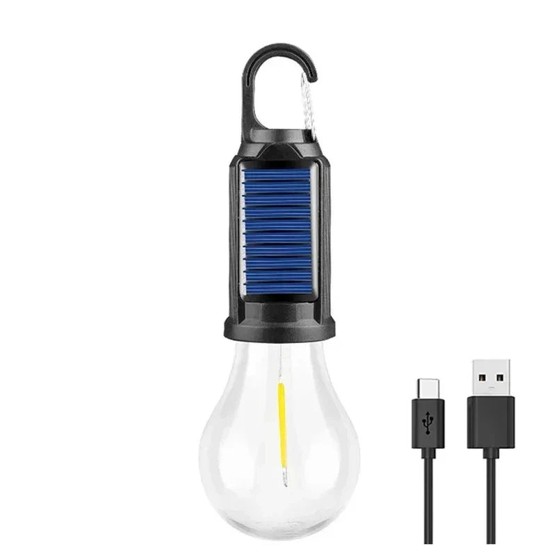 lampe led solaire camping portable noire blanche transparente moderne pratique crochets câble