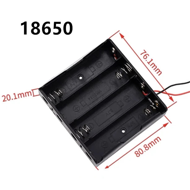 boîtes rangement batteries 18650 AA noires clips pratiques emplacements multiples