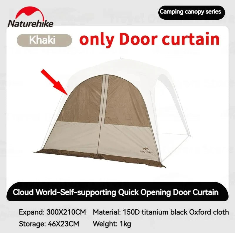 tente camping abri autoportant rideau porte bâche sol connecteurs kaki blanc marron foncé