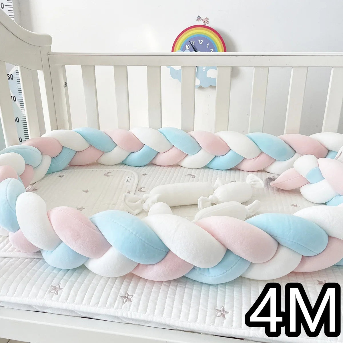 coussin lit tressé berceau bébé protection lit enfant doux blanc rose gris