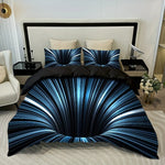 ensemble literie moderne noir bleu blanc rayures diagonales impression 3d polyester brossé double king
