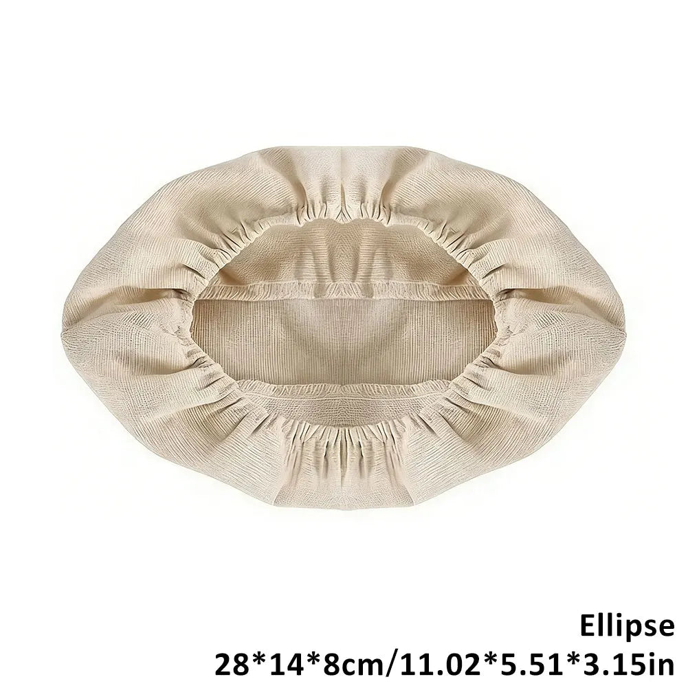 couvre panier pain tissu lin couleur beige clair rustique tissu élastique réutilisable fermentation pâteOpaque