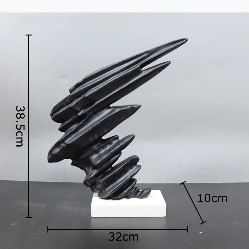 sculpture abstraite moderne forme ondulée noir blanc surface lisse décoration intérieure contemporain chambre