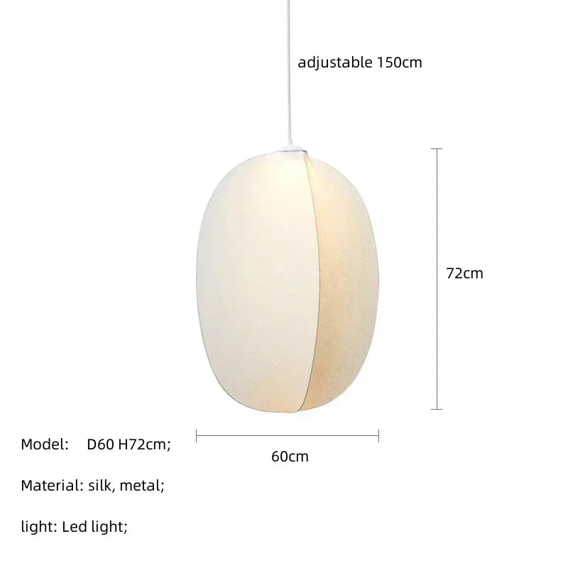 Suspension lumineuse moderne soie blanche opaque salon chambre d'hôtel led pendentif autonome