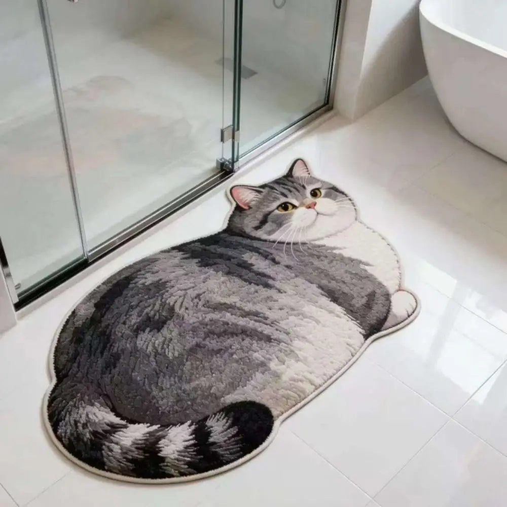 tapis sol chats imprimés gris orange moderne antidérapant salle bain absorbant'eau