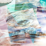 autocollants décoratifs vague mer cartes postales motifs ondulés marbrés floraux couleurs bleu vert rose