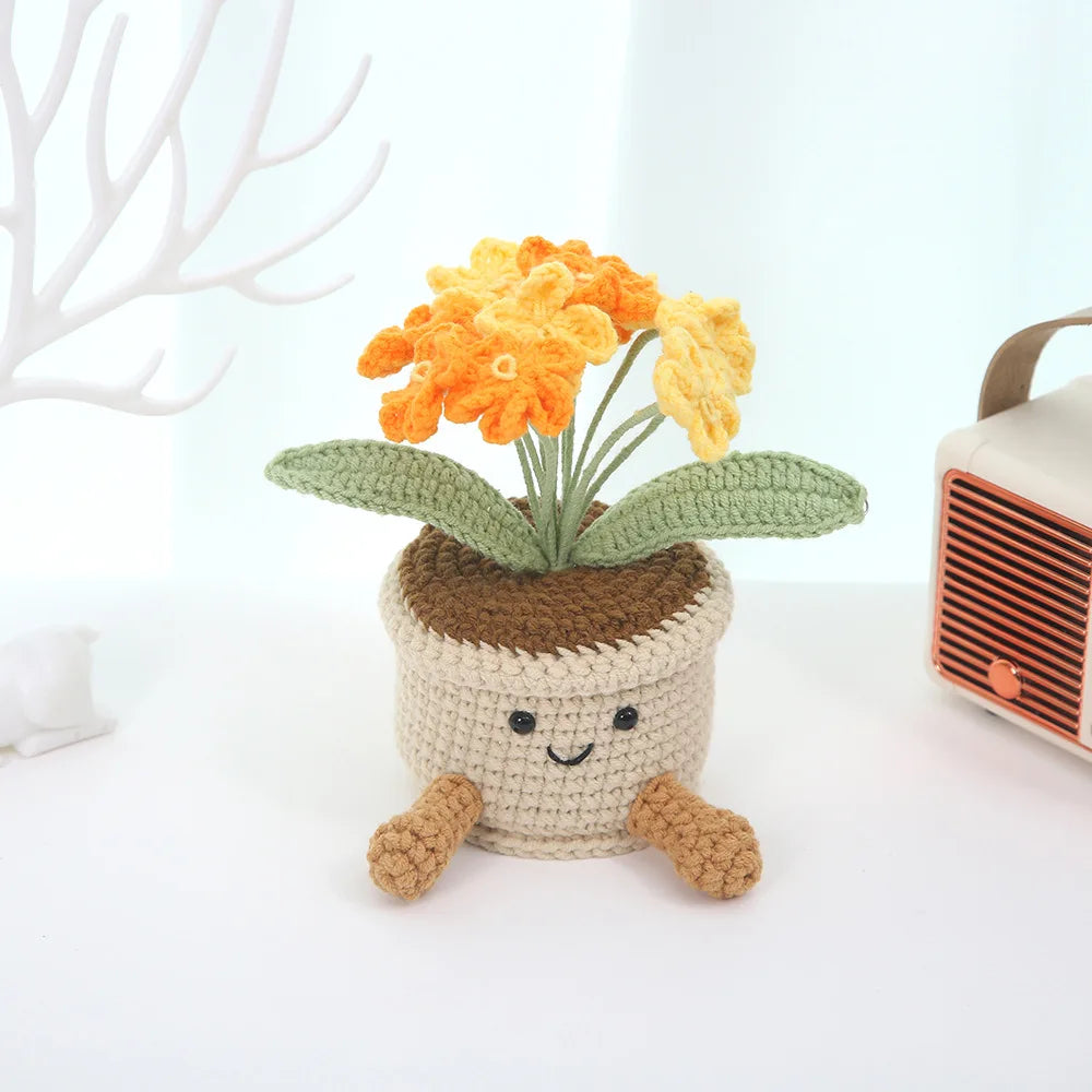 décoration intérieure pot fleurs crochet personnalisé couleur beige marron vert bleu rose violet