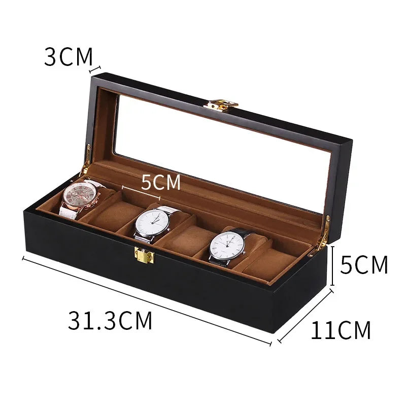 boîtes montres marron foncé compartiments classiques poignées dorées écologiques rangement voyage