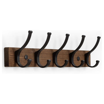 patère murale industrielle crochets bois marron foncé rustique éléments décoration