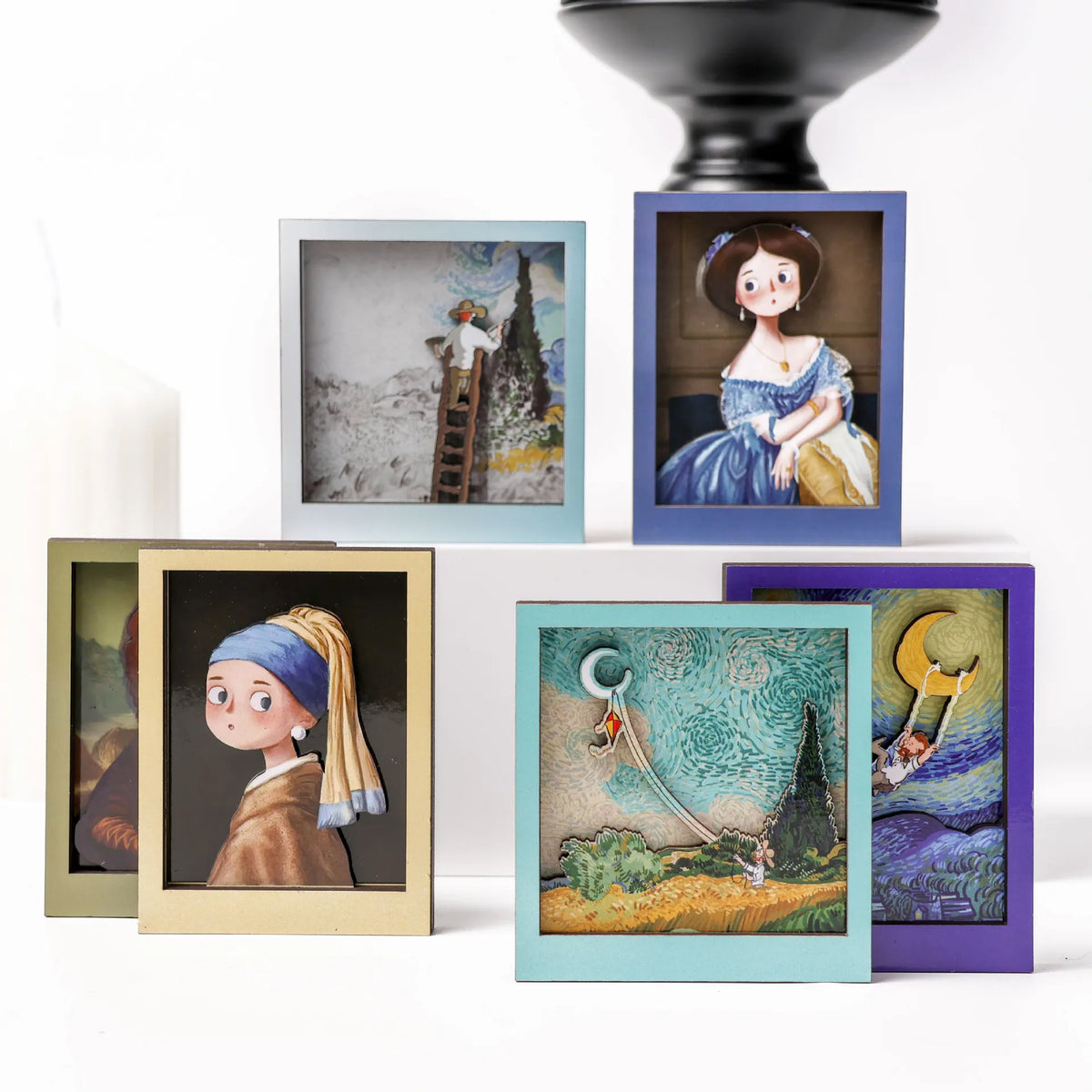 aimants magnétiques cadre photo van gogh bleu doré noir classique réfrigérateur décoration chambre salon
