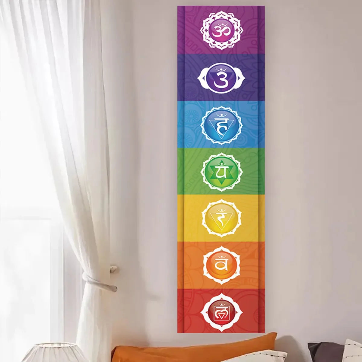 tableau mural multicolore mandala symboles religieux spirituel opaque sans fixation 150cm 40cm