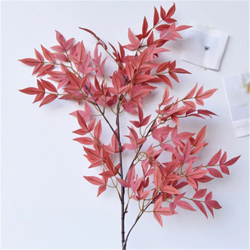 décoration murale branche artificielle bamboo soie rouge vert moderne minimalisteextérieur mariage anniversaire