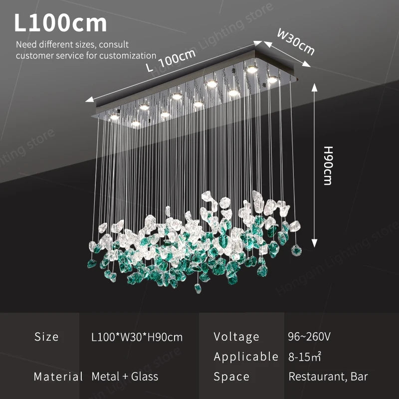 suspension lumineuse moderne cristaux transparents élégantes led 90v 249lm salon restaurant