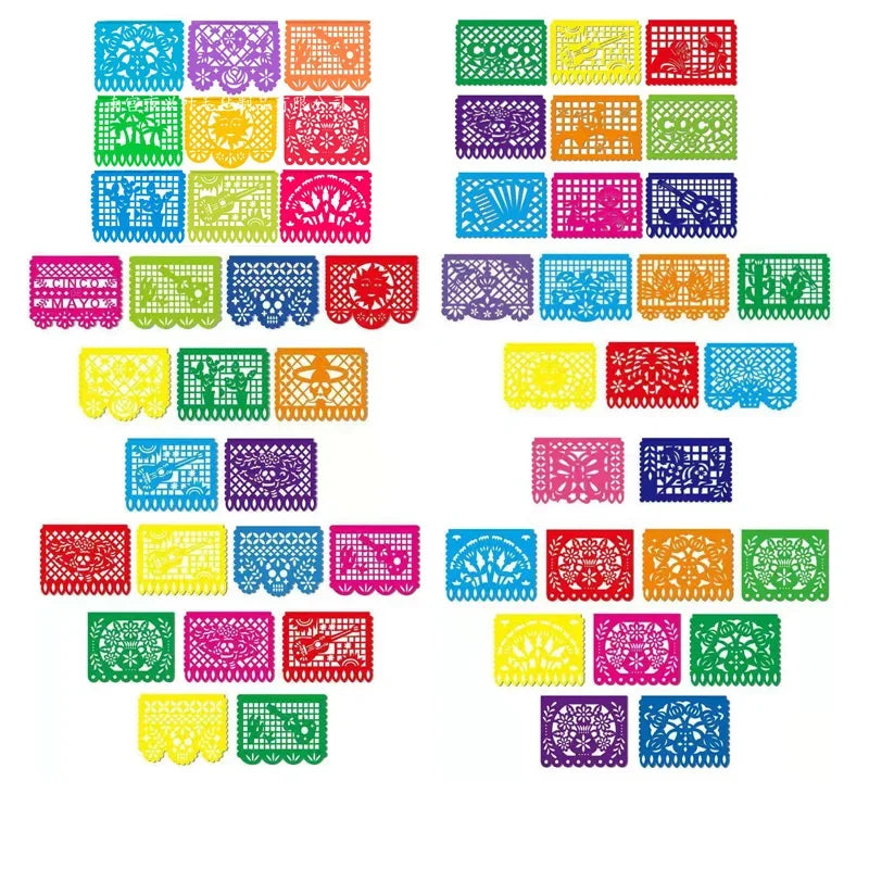 guirlande papier découpé motifs floraux mexicains artisanat multicolore fêtes anniversaires halloween