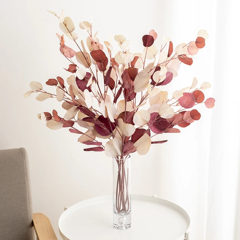 décoration intérieure branche artificielle feuilles rondes couleur automne naturelle minimaliste 87cm