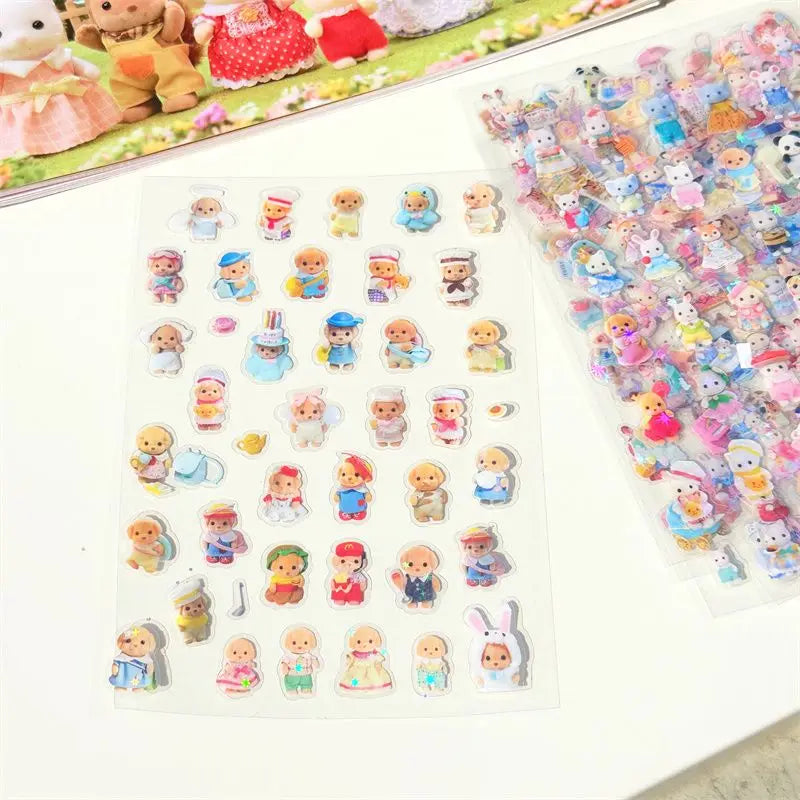 sticker cartoon transparent personnages mignons vêtements colorés accessoires scrapbooking téléphone ordinateur voiture