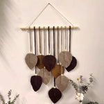 tapisserie murale coton feuilles stylisées vert blanc beige bohème moderne fixations decoration mur hanging