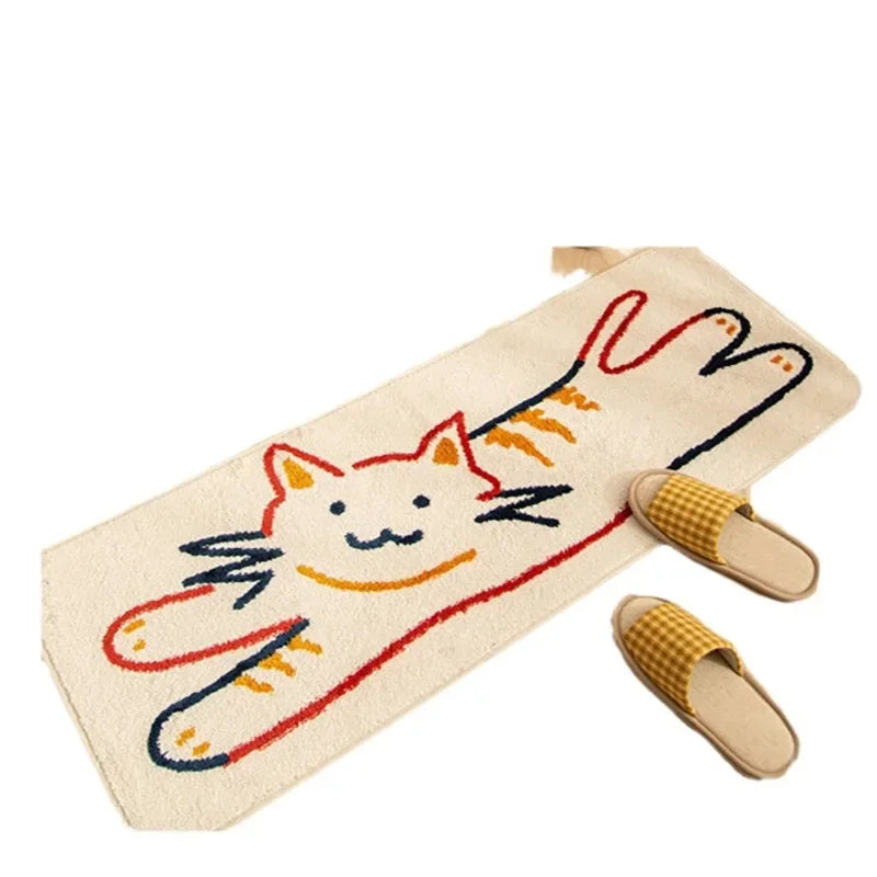 tapis dessin animé chats sourires polka dots moderne polyester antidérapant voyage maison