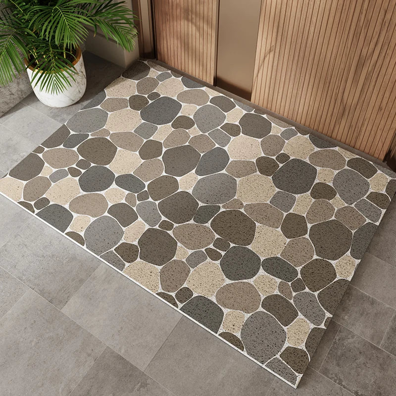 tapis sol porte d'entrée extérieur effet pierre granit moderne imperméable antidérapant gris beige