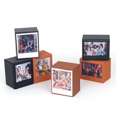 Boîte de rangement photo PVC brun pour photos 5 pouces