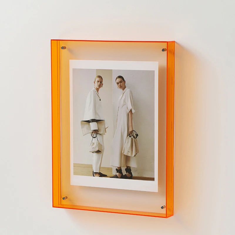 cadre photo moderne acrylique transparent visibles orange bleu vert rose marron minimalisteintérieurDecorationMuraleSalleAMainBureau