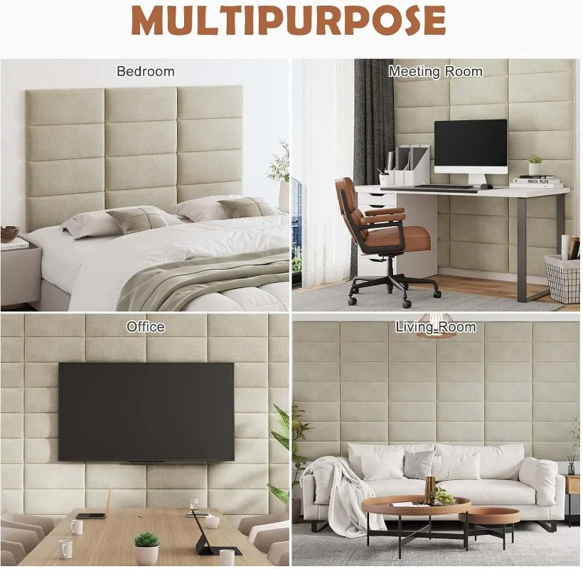 panneaux décoratifs modernes tissu lin adhésifs résistants l'eau beige clair 35cm 50cm 2pcs 4pcs
