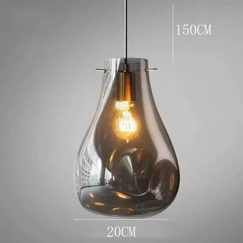 luminaire suspension moderne pierre verre gris fumé salon salle manger intérieur