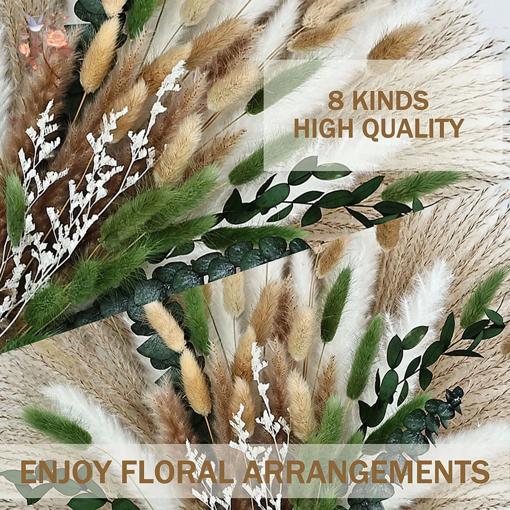 bouquet fleurs séchées pampas eucalyptus naturel rustique décoration maison anniversaire fêtes