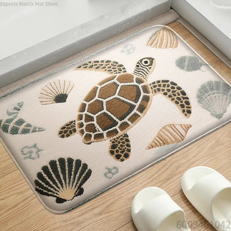 tapis bain antidérapant motif marin décoratif mousse douce douche salle d'eau maison