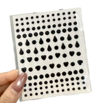 sticker 3d noir coeurs étoiles gouttes adhésif décoratif enfants ongles carnet visage
