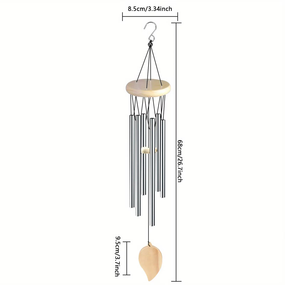 cloches vent modernes dorées noires marron tubes bois disque pendule jardin patio