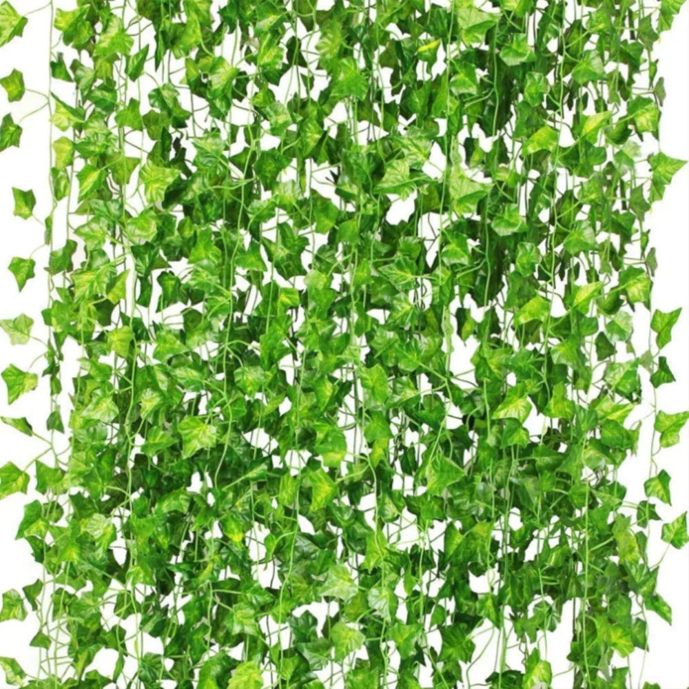 décoration extérieure guirlande artificielle feuilles lierre vertes naturel résistance uv accrochage facile fête mariage