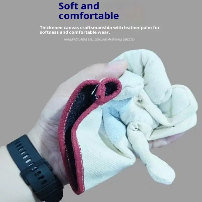 gants toile coton cuir absorbants beige gris rouge résistants chaleur travail sécurité sport