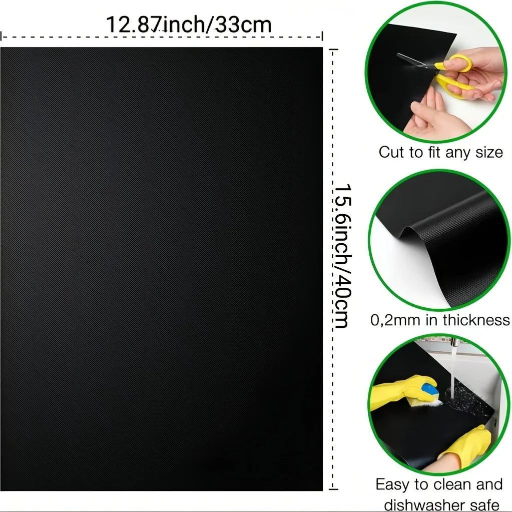 tapis cuisson réutilisable teflon antiadhésif noir four barbecue plaque cuisson lavable machine resistant pratique