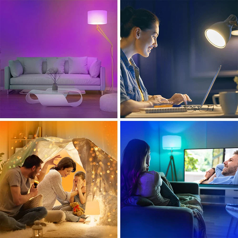 ampoule led intelligente e27 rgb couleur wifi zigbee domotique salon moderne boule blanche