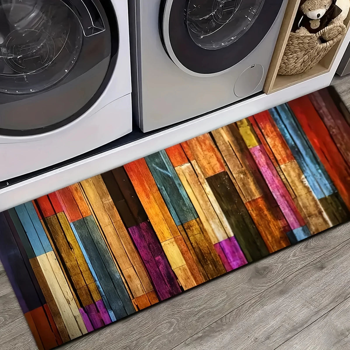 tapis multicolore moderne antidérapant couloir cuisine salon feutre polyester résistant lavage machine