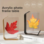 cadre photo acrylique moderne feuilles automne minimaliste or noir rouge jaune