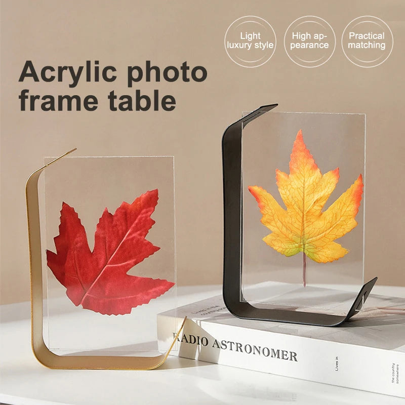 cadre photo acrylique moderne feuilles automne minimaliste or noir rouge jaune