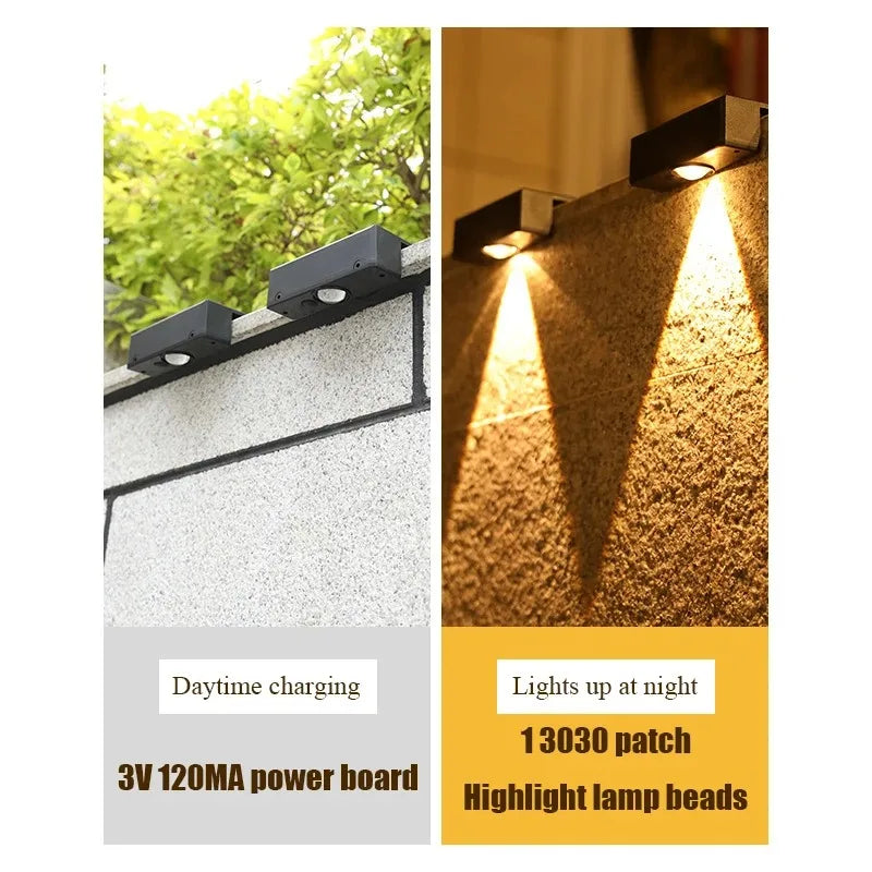 lampe murale solaire étanche ip65 led moderne noir blanc doré minimalistesextérieur