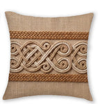 housse coussin brodée épis blé nœud celtique boho farmhouse beige rustique machine